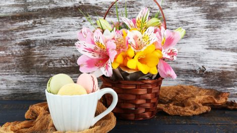 flores que combinam com cestas de café da manhã