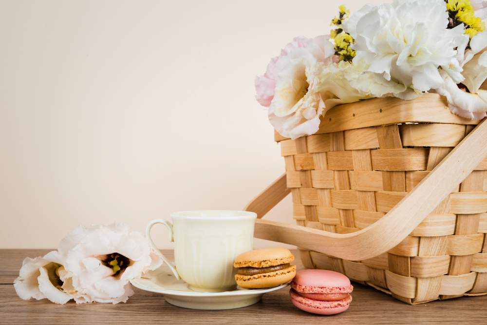 flores que combinam com cestas de café da manhã